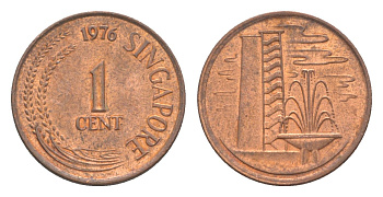Сингапур 1 цент 1976 KM 1a сталь плакированная медью 4640-614