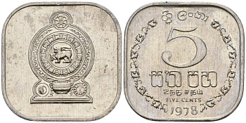 Шри-Ланка 5 центов 1978 KM 139a алюминий 4136-711