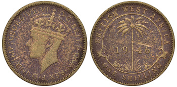 Британская Западная Африка 1 шиллинг 1946 Георг VI KM 23 никель латунь 25-1543
