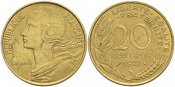 ФРАНЦИЯ 20 САНТИМОВ 1972 KM 930 медь алюминий никель 67-641