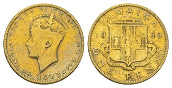 Ямайка 1 пенни 1938 KM 32 никель латунь 4628-424