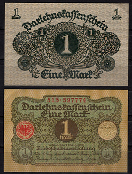 Германия 1 марка 1920 Pick 58 бумага 7198-24-2-1