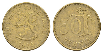 Финляндия 50 пенни 1975 KM 48 алюминиевая бронза 4648-456