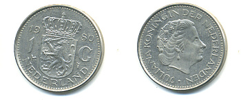 Нидерланды 1 гульден 1980 Юлиана (1948-1980) KM 184а никель 83-823