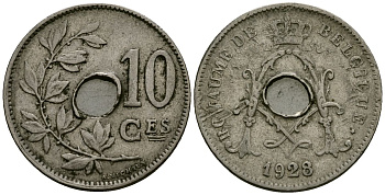 Бельгия 10 сантимов 1928 Belgique KM 85 медно-никель 4163-237