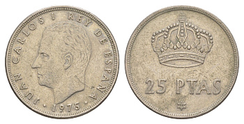 Испания 25 песет 1975 (76) M, Хуан Карлос I (1975-2014) KM 808 медно-никель 4616-526