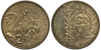 Польша 2 злотых 2011 MW, серия художники Польши, София Стриенская (1891-1976) KM 764 нордик 111-533