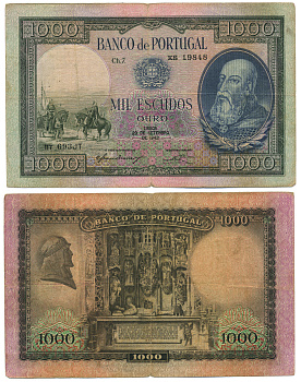 Португалия 1000 эскудо 1942 29.09.1942, Афонсо Энрике Pick 156 бумага 451-144-1