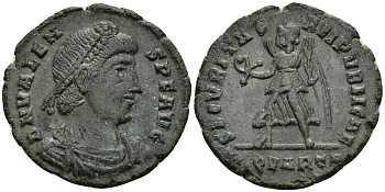 Римская Империя нуммий 364 - 367 Валент SECVRITAS REIPVBLICAE Рим Extremely fine RIC 17b бронза 1073-3-3-3