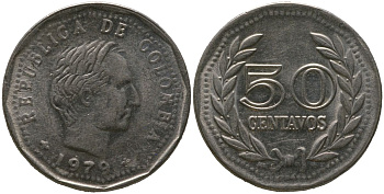Колумбия 50 сентаво 1979 KM 244 сталь плакированная никелем 4529-911