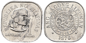Филиппины 1 сентимо 1976 вождь острова Мактан Лапу-Лапу KM 205 алюминий  UNC  220-1151