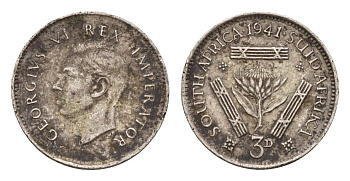 ЮАР 3 пенса 1941 Георг VI (1936-1952) KM 26 серебро 4564-668