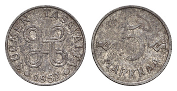 Финляндия 5 марок 1952 KM 37 железо 4647-441