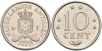 Нидерландские Антилы 10 центов 1978 Юлиана (1948-1980) KM 10 никель 4181-321