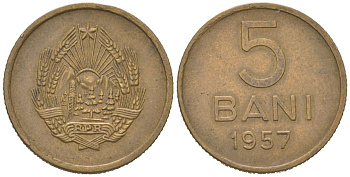 Румыния 5 бань 1957 KM 83.2 медь цинк никель 192-1113