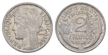 Франция 2 франка 1948 KM 886a.1, Le Franc 269.12 алюминий 4118-612