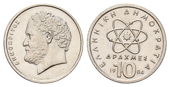 Греция 10 драхм 1984 Демокрит KM 132 медно-никель 4670-331