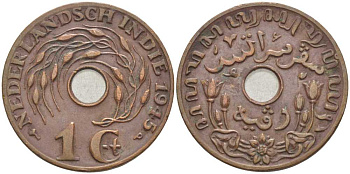 Нидерландская Индия 1 цент 1945 Р KM 317 бронза 119-125