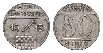 Люденшайд 50 пфеннигов 1918 Funck 309.3, Men18 19762.1 железо 4659-369