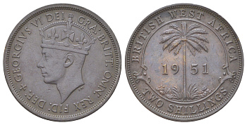 Британская Западная Африка 2 шиллинга 1951 Георг VI (1936-1952) KM 24 никель латунь 4619-211