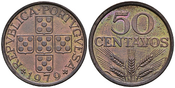 Португалия 50 сентаво 1979 KM 596 бронза 4148-413