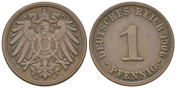 Германия 1 пфенниг 1906 A KM 10, J. 10 медь 3955-1116