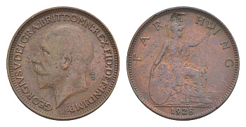 Великобритания 1 фартинг 1928 Георг V (1910-1936) KM 825, Spink 4061 бронза 3851-1013