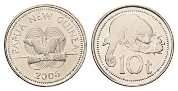 Папуа - Новая Гвинея 10 тойя 2006 KM 4a сталь плакированный никелем UNC 3336-1153