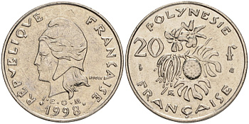 Французская Полинезия 20 франков 1998 KM 9 никель UNC 189-524