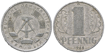 ГДР 1 пфенниг 1965 A KM 8.1 алюминий 206-1258