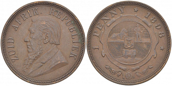 Южно-Африканская Республика, Трансвааль 1 пенни 1898 Пауль Крюгер KM 2 медь 180-916