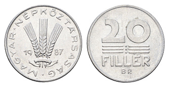 Венгрия 20 филлеров 1987 BP KM 573 алюминий 4664-1238