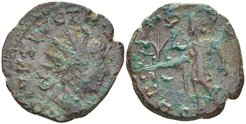 Римская Империя (императоры в Галлии) антониниан 272 - 273 Тетрик II. SPES PVBLICA, Спея, держащая цветок, Августа Треверов, Very fine RIC 272 биллон 1073-14-73