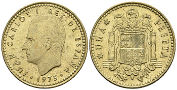 Испания 1 песета 1975 (80) Хуан Карлос I (1975-2014) KM 806 алюминиевая бронза 85-717