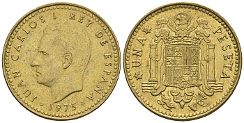 Испания 1 песета 1975 (80) Хуан Карлос I (1975-2014) KM 806 алюминиевая бронза 54-1045