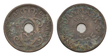 Дания 1 эре 1928 N, Кристиан X (1912-1947) KM 826 бронза 4658-144