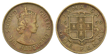 Ямайка 1 пенни 1958 KM 37 латунь 4119-1121