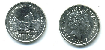 ОСТРОВ МЭН 10 ПЕНСОВ 2000 PM AA КАФЕДРАЛЬНЫЙ СОБОР KM 1039 медно-никель UNC 04-436