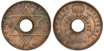 Британская Западная Африка 1/2 пенни 1952 H, Георг VI KM 27a бронза 25-1331