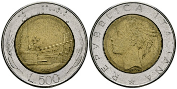 Италия 500 лир 1982 R, Квиринальский дворец в Риме KM 111 биметалл 4165-1035