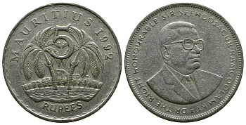 Маврикий 5 рупий 1992 Сивусагур Рамгулам KM 56 медно-никель 4381-233