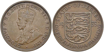 Джерси 1/12 шиллинга 1935 Георг V (1910-1936) KM 16 бронза 3996-443