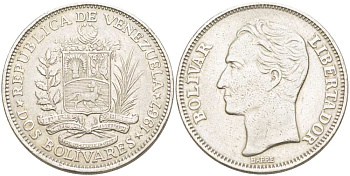 Венесуэла 2 боливара 1967 Симон Боливар KM 43 никель 4513-755