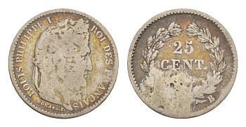 Франция 25 сантимов 1845 B, Наполеон III (1852-1870) KM 755.2 серебро 4659-143