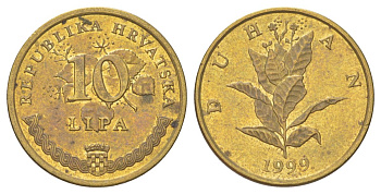 Хорватия 10 лип 1999 нечетный год KM 6 сталь плакированная латунью aUNC 4625-516