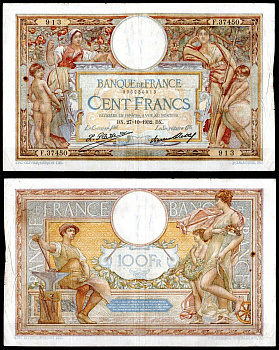 Франция 100 франков 1932 Pick 78 b бумага 7183-3-2-2