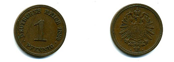 ГЕРМАНИЯ 1 ПФЕННИГ 1889 медь 35-742