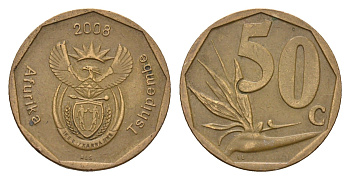 ЮАР 50 центов 2008 Зантедеския Эллиота (калла), герб KM 443 сталь плакированная бронзой 4178-211