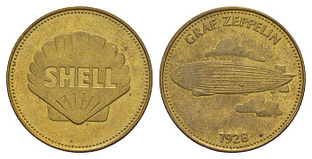 Франция жетон Shell - Человек в полете - Граф Цеппелин, 1928 г. 1969 диаметр 26 мм, вес 5 гр Kooij RS011.8c сталь плакированная латунью aUNC 4656-343