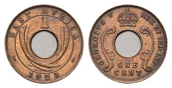 Британская Восточная Африка 1 цент 1923 Георг V (1910-1936) KM 22 бронза 220-416